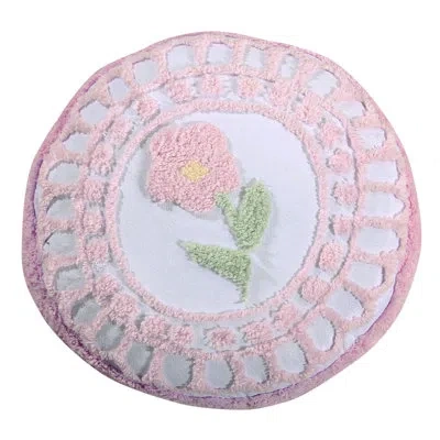 Better Trends Bloomfield 100% Cotton 15" Round Floral Pattern Throw Pillow In Rose