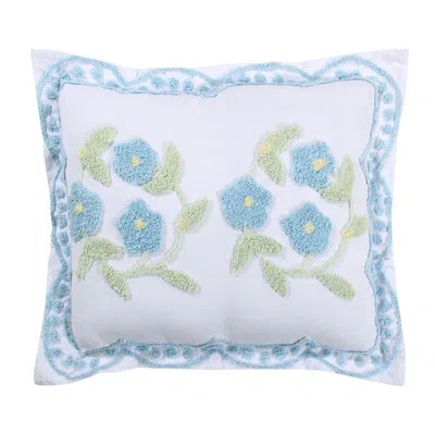 Better Trends Bloomfield 100% Cotton Pillow Sham 22" X 27" Floral Pattern Machine Washable All Season Pillow Cover In Blue