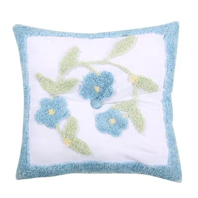 Better Trends Bloomfield Square 100% Cotton Pillow Cover & Insert In Blue