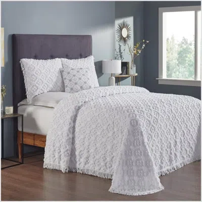 Better Trends Charleston Collection 100% Cotton Bedding Sets, Machine Washable Soft And Breathable 4-piece Chenill In White