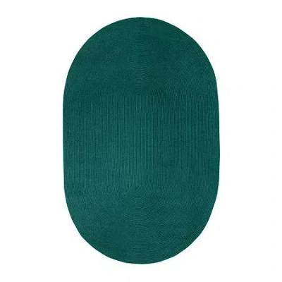 Better Trends Country Solid Braided Reversible Indoor Oval Area Rug In Green