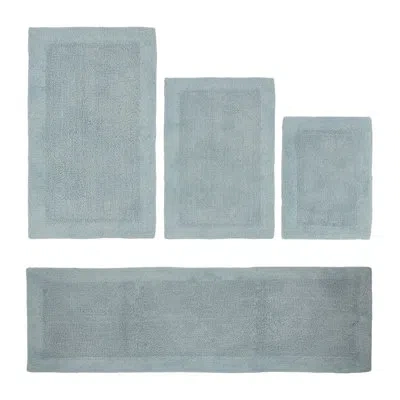 Better Trends Edge 100% Cotton 2370 Gsm Tufted Reversible 4-piece Bath Rug Set – Ultra Soft, Highly Absorbent, Mac In Blue