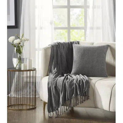Better Trends Enrich Collection 100% Polyester Luxury Decorative Pillows And Throw Set In Gray