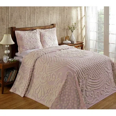 Better Trends Florence Standard 100% Cotton Floral Pattern Coverlet/bedspread In Pink