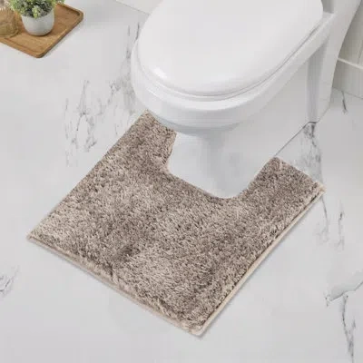 Better Trends Haven Collection 100% Polyester Contour Rug, U-shaped Toilet Mat, Non-slip Tpr Backing, 20" X 20", S In Beige