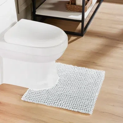 Better Trends Indulgence 100% Cotton Contour Bath Mat, Soft Plush U-shaped Toilet Rug With Non-slip Backing, Absor In Blue