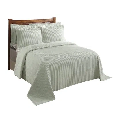 Better Trends Jullian 100% Cotton Chenille Tufted Bedspread, Classic Stripe Design, Soft Breathable Coverlet, All- In Sage