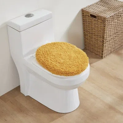 Better Trends Lux Collection Premium 100% Cotton Extra Soft & Machine Washable Tufted Elongated Toilet Lid Covers, In Yellow