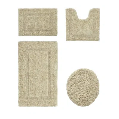 Better Trends Lux  Premium 100% Cotton 4 Piece Bath Rug Sets, Machine Washable, Super Absorbent & Tufted Weave Rev In Sand