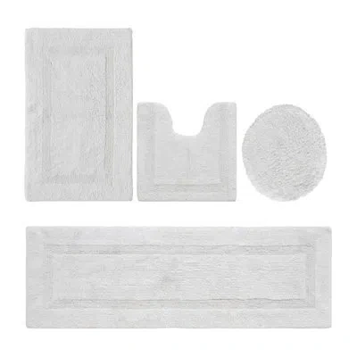 Better Trends Lux  Premium 100% Cotton 4 Piece Bath Rug Sets, Machine Washable, Super Absorbent & Tufted Weave Rev In White