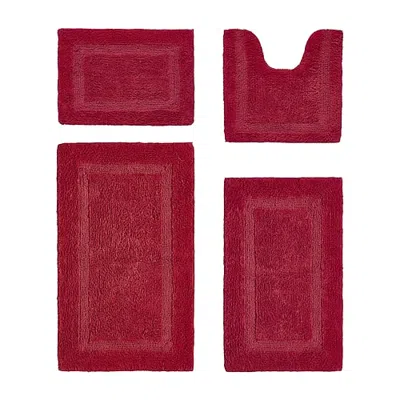 Better Trends Lux Tufted Mat 4-pc. Bath Rug Set In Red