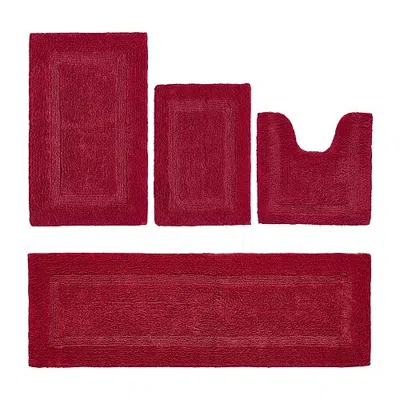 Better Trends Lux Tufted Mat 4-pc. Bath Rug Set In Red