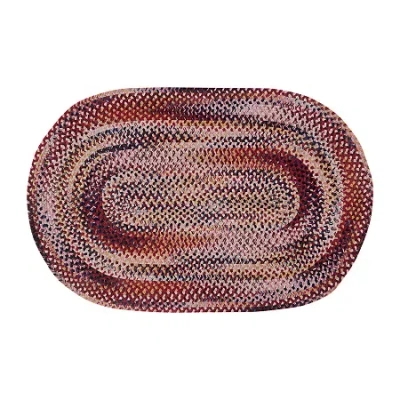 Better Trends Ombre Chenille Stripe Braided 3' X 5' Oval Accent Rug In Red