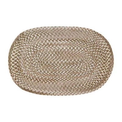 Better Trends Ombre Chenille Stripe Braided 3' X 5' Oval Accent Rug In Sand