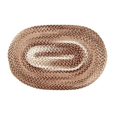 Better Trends Ombre Chenille Stripe Braided 8' X 10' Oval Area Rug In Brown