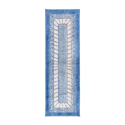 Better Trends Radiance Geometric 20"x5' Rectangular Runner In Blue