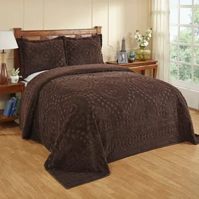 Better Trends Rio Collection 100% Cotton Chenille Bedspread Set, Traditional Bedding With Tufted Medallion Coverle In Chocolate
