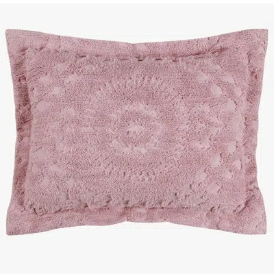 Better Trends Rio Collection 100% Cotton Chenille Tufted Pillow Sham, Medallion Design, Soft Breathable Decorative In Pink