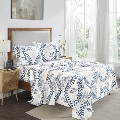 Better Trends Rosalia Collection 4 Piece Microfiber Luxury Sheet Sets In Blue