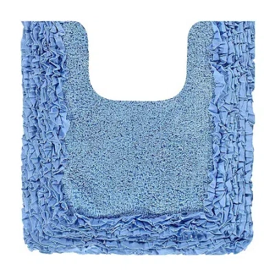 Better Trends Shaggy Border Mat Bath Contour Rug In Blue