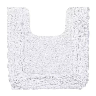 Better Trends Shaggy Border Mat Bath Contour Rug In White
