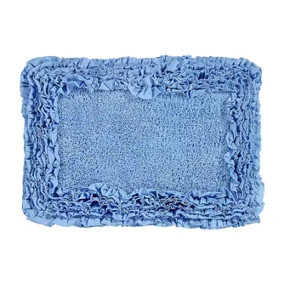 Better Trends Shaggy Border Mat Bath Rug In Blue