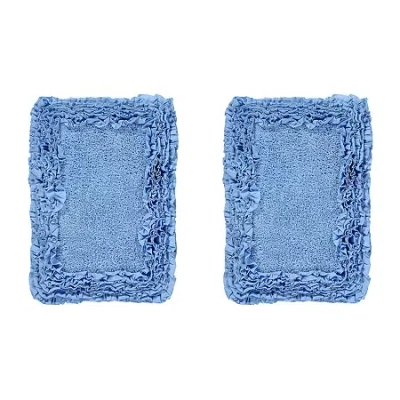 Better Trends Shaggy Border Mat Bath Rug In Blue