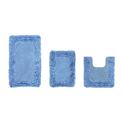 Better Trends Shaggy Border Mat Bath Rug In Blue