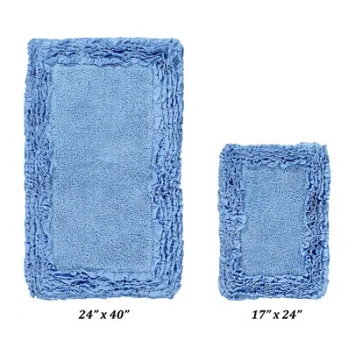 Better Trends Shaggy Border Mat Bath Rug In Blue