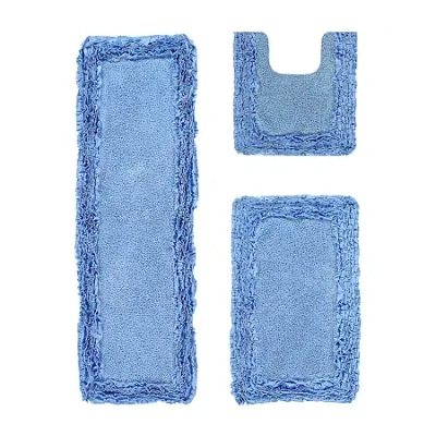 Better Trends Shaggy Border Mat Bath Rug In Blue