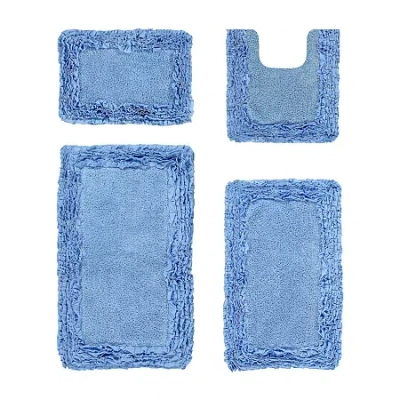 Better Trends Shaggy Border Mat Bath Rug In Blue