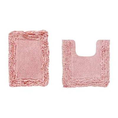 Better Trends Shaggy Border Mat Bath Rug In Pink