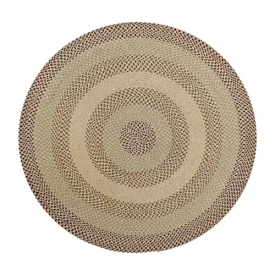 Better Trends Woodbridge Stripe Braided 6' X 6' Round Area Rug In White