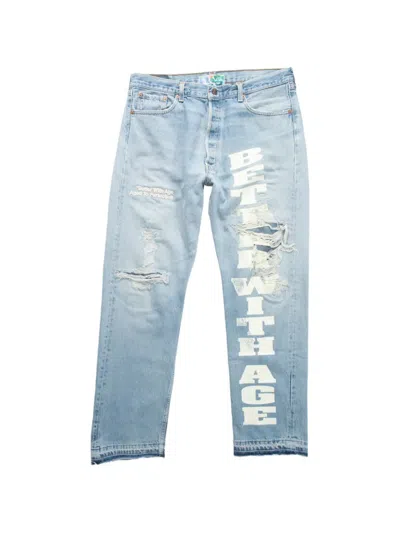 Better With Age Beaufort Logo-print Distressed Jeans In Blue