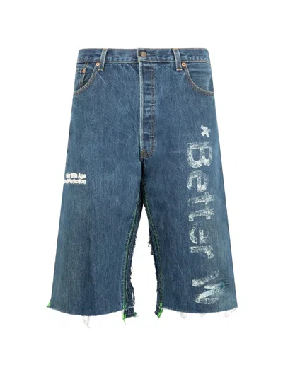 Better With Age Clementine Logo-print Denim Shorts In Blue