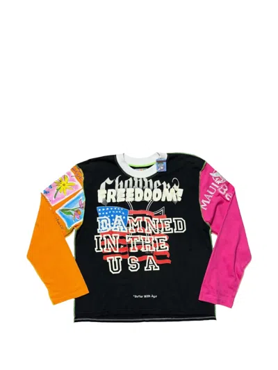 Better With Age Damnit Reverse Graphic-print Panelled Long-sleeved T-shirt In Black