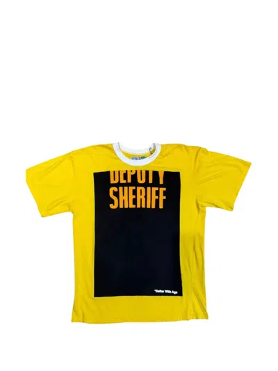 Better With Age Deputy Sheriff Slogan-print Patch-detail T-shirt In Yellow