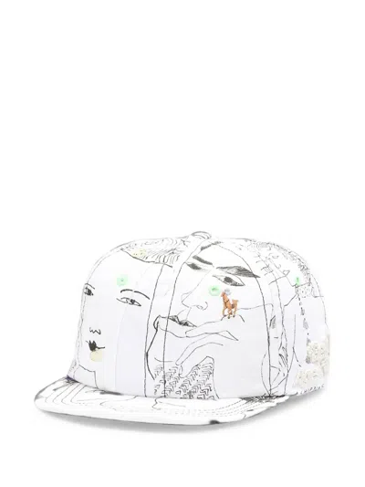 Better With Age Doodle Reconstructed Cap In White
