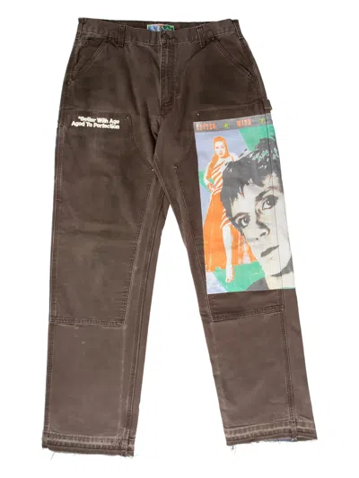 Better With Age Double-knee Graphic Trousers In Brown