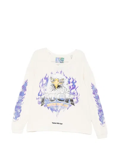 Better With Age Eagle-print Long-sleeve T-shirt In Neutral