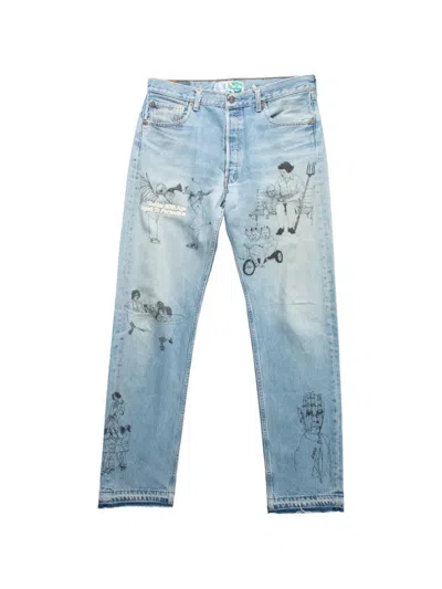 Better With Age Gene Graphic-print Jeans In Blue