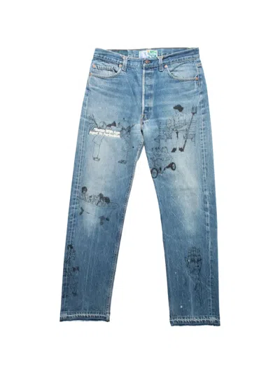 Better With Age Gene Graphic-print Jeans In Blue