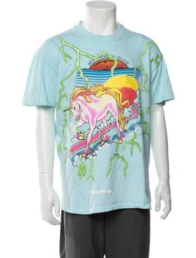Pre-owned Better With Age Graphic Print Crew Neck T-shirt In Blue