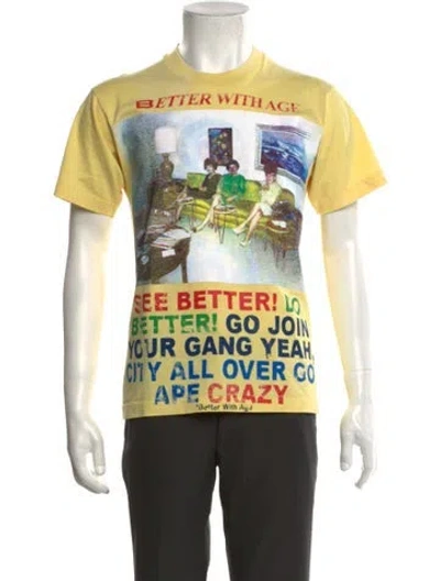 Pre-owned Better With Age Graphic Print Crew Neck T-shirt In Yellow