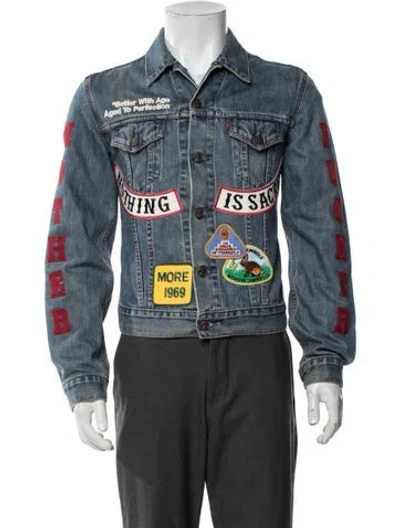 Pre-owned Better With Age Graphic Print Denim Jacket W/ Tags In Blue