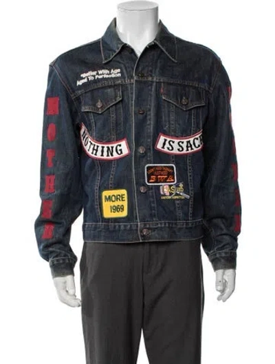 Pre-owned Better With Age Graphic Print Denim Jacket W/ Tags In Blue