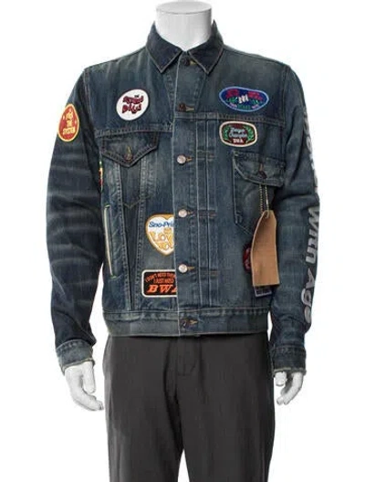 Pre-owned Better With Age Graphic Print Denim Jacket W/ Tags In Blue