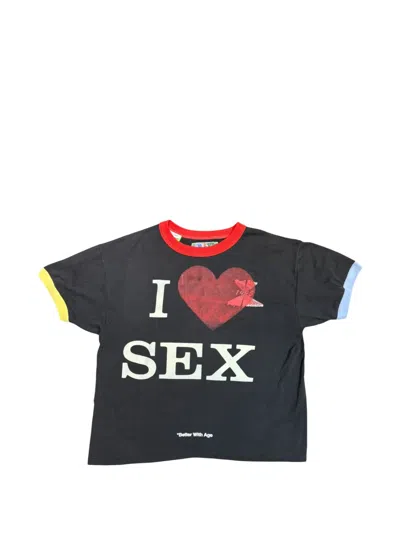 Better With Age Graphic-print Ringer T-shirt In Black