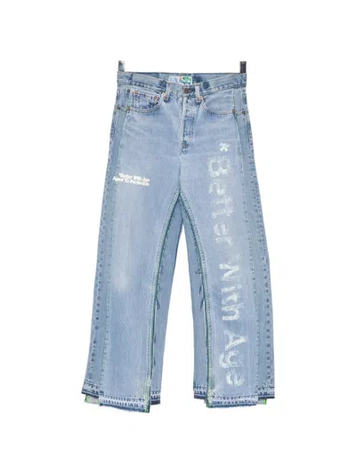 Better With Age Logo-print Panelled Jeans In Blue