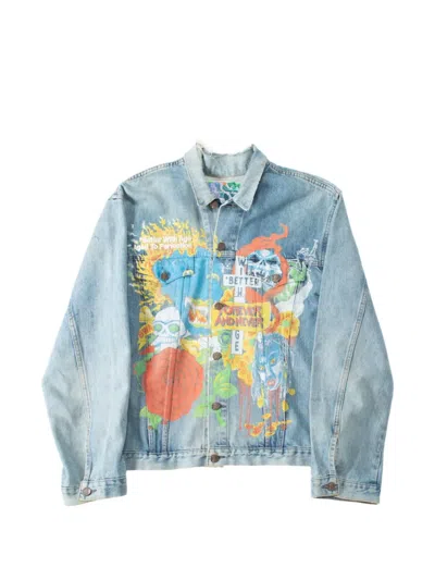 Better With Age Maudye Graphic-print Denim Jacket In Blue